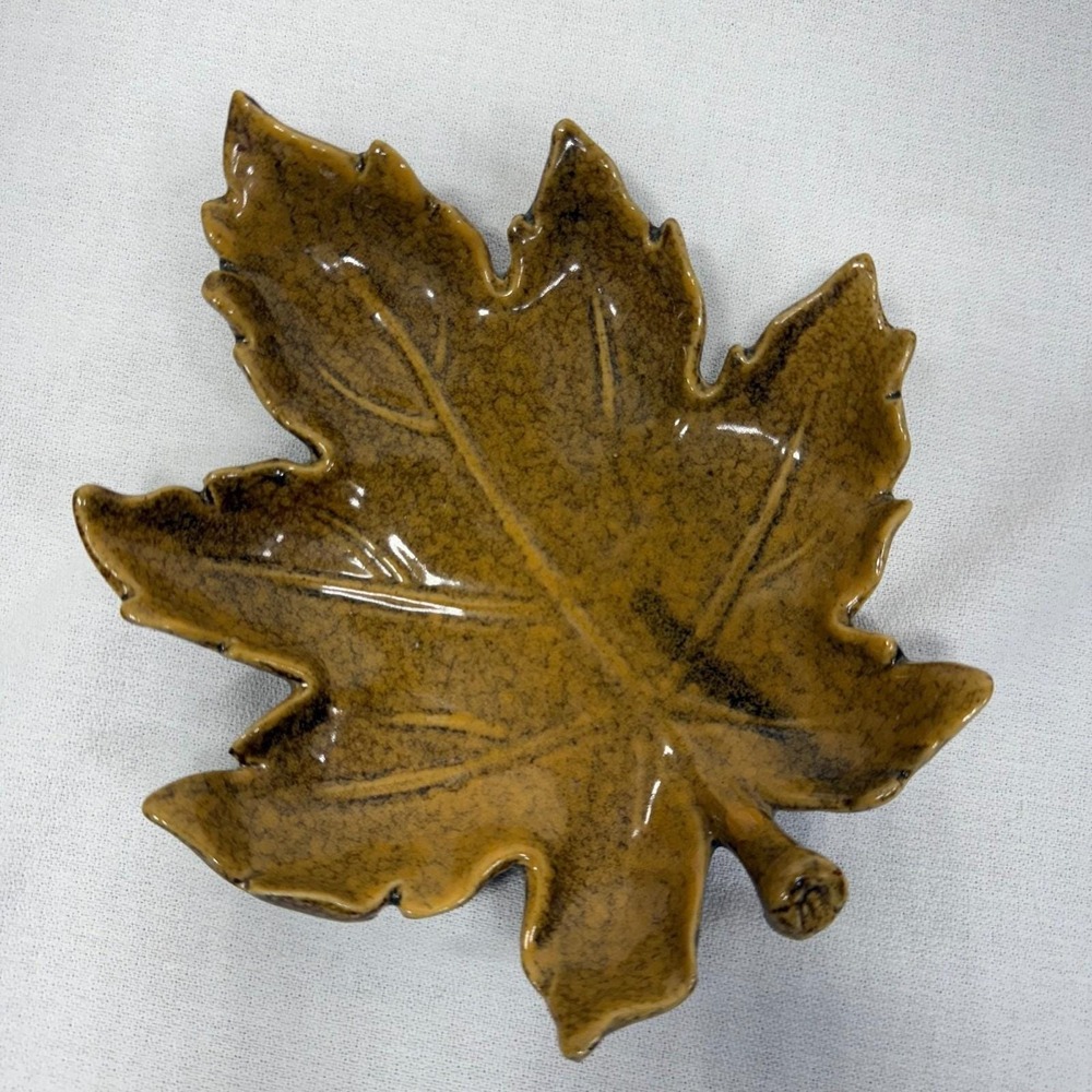 Vintage Leaf Pottery Studio Art Dish